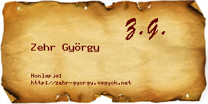 Zehr György névjegykártya