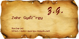 Zehr György névjegykártya